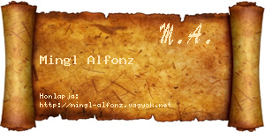 Mingl Alfonz névjegykártya